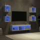 Vidaxl Komplet TV omaric LED 7-delni bel inženirski les