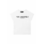 Otroška kratka majica Karl Lagerfeld bela barva - bela. Otroške kratka majica iz kolekcije Karl Lagerfeld. Model izdelan iz pletenine s potiskom.