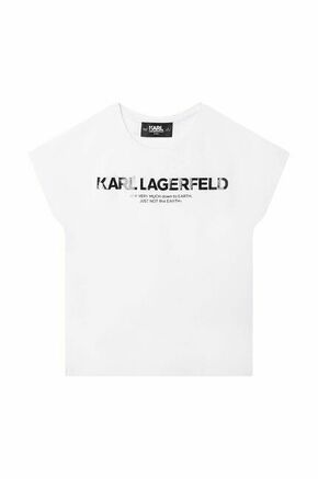 Otroška kratka majica Karl Lagerfeld bela barva - bela. Otroške kratka majica iz kolekcije Karl Lagerfeld. Model izdelan iz pletenine s potiskom.