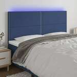 Greatstore LED posteljno vzglavje modro 160x5x118/128 cm blago