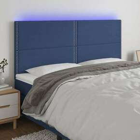 Greatstore LED posteljno vzglavje modro 160x5x118/128 cm blago