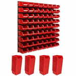 botle Viseča plošča za orodje 77 x 78 cm z 72 kos Škatla stenskih Rdeča Zložljive škatle