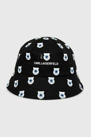 Bombažni klobuk Karl Lagerfeld črna barva - črna. Klobuk iz kolekcije Karl Lagerfeld. Model z ozkim robom