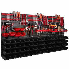 Botle Delavniški panel za orodja 173 x 78 cm z 74 kos Škatla viseče Rdeča in Črna škatle plastika XL