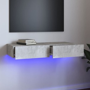 VidaXL TV omarica z LED lučkami betonsko siva 90x35x15