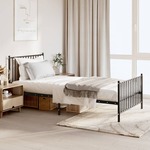 vidaXL Kovinski posteljni okvir z vzglavjem in vznožjem črn 100x200 cm