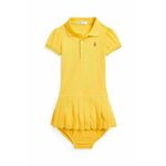 Otroška bombažna obleka Polo Ralph Lauren rumena barva - rumena. Obleka za dojenčke iz kolekcije Polo Ralph Lauren. Raven model, izdelan iz enobarvne pletenine.