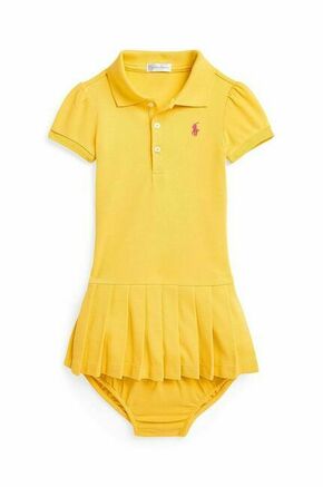 Otroška bombažna obleka Polo Ralph Lauren rumena barva - rumena. Obleka za dojenčke iz kolekcije Polo Ralph Lauren. Raven model