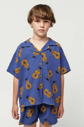 Otroška bombažna srajca Bobo Choses mornarsko modra barva - mornarsko modra. Otroški srajca iz kolekcije Bobo Choses. Model izdelan iz vzorčaste tkanine.