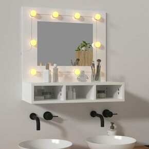 VidaXL Omarica z ogledalom in LED lučmi visok sijaj bela 60x31