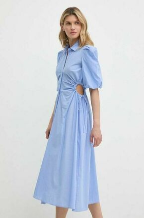Bombažna obleka Bardot STRPE 57347DB3 - modra. Obleka iz kolekcije Bardot. Model izdelan iz vzorčastega materiala. Model iz izjemno udobne bombažne tkanine.