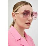 Sončna očala Gucci ženski, rumena barva - roza. Sončna očala iz kolekcije Gucci. Model s toniranimi stekli in okvirji iz plastike. Ima filter UV 400.