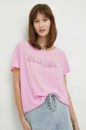 Bluza s primesjo svile Blugirl Blumarine roza barva - roza. Bluza iz kolekcije Blugirl Blumarine