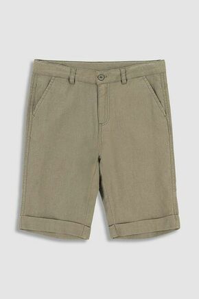 Otroške lanene kratke hlače Coccodrillo zelena barva - zelena. Otroški kratke hlače iz kolekcije Coccodrillo. Model izdelan iz udobnega materiala.