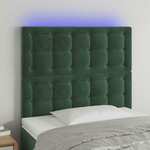 Greatstore LED posteljno vzglavje temno zeleno 80x5x118/128 cm žamet