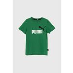Otroška bombažna kratka majica Puma črna barva - zelena. Otroške lahkotna kratka majica iz kolekcije Puma, izdelana iz pletenine, prijetne na otip. Model iz izjemno udobne bombažne tkanine.
