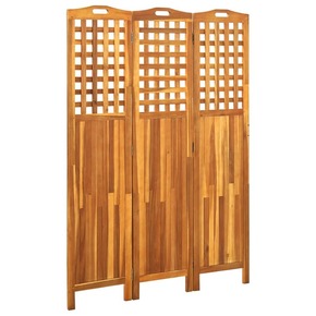 Shumee 3-panelna sobna pregrada 121x2x170 cm Masivni akacijev les