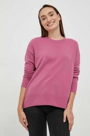 Volnen pulover Sisley ženski - roza. Pulover iz kolekcije Sisley. Model izdelan iz enobarvne pletenine. Visoka vsebnost volne zagotavlja zaščito pred mrazom