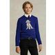 Otroški bombažen pulover Polo Ralph Lauren - modra. Otroške Pulover iz kolekcije Polo Ralph Lauren. Model z okroglim izrezom, izdelan iz bombažne pletenine.