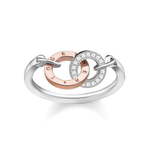 Thomas Sabo Prstan "Skupaj" , D_TR0032-095-14-56, Sterling Silver, 925 Sterling Silver, 9k rose gold, white diamond
