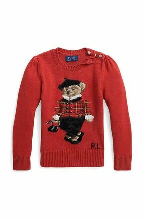 Otroški bombažen pulover Polo Ralph Lauren rdeča barva - rdeča. Otroške Pulover iz kolekcije Polo Ralph Lauren. Model z okroglim izrezom