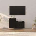 Greatstore Komplet TV omaric 2-delni črn inženirski les