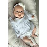 Otroška bombažna obleka Jamiks bela barva - bela. Obleka za dojenčke iz kolekcije Jamiks. Nabran model izdelan iz tkanine z nalepko. Lahek material, namenjen za toplejše letne čase.
