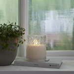 Bela LED sveča iz voska v steklu Star Trading Flamme Romb, višina 12,5 cm