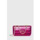 Torbica Guess roza barva - roza. Majhna torbica iz kolekcije Guess. Model na zapenjanje, izdelan iz tkanine z bleščicami.