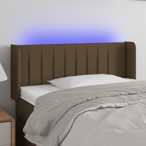Shumee LED posteljno vzglavje temno rjavo 93x16x78/88 cm blago