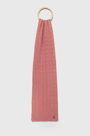 Bombažen šal Polo Ralph Lauren roza barva - roza. Šal iz kolekcije Polo Ralph Lauren. Model izdelan iz pletenine srednje debeline.