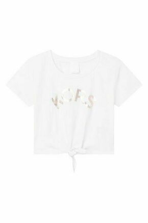 Otroška bombažna kratka majica Michael Kors bela barva - bela. Otroške kratka majica iz kolekcije Michael Kors. Model izdelan iz pletenine s potiskom.
