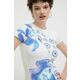 Kratka majica Desigual ORAN ženska, 24SWTK96 - modra. Kratka majica iz kolekcije Desigual, izdelana iz elastične pletenine. Model iz izjemno udobne tkanine z visoko vsebnostjo bombaža.