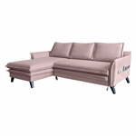 Rožnata raztegljiva sedežna garnitura v obliki črke U Miuform Charming Charlie, levi kot