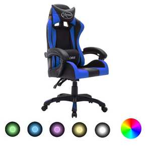shumee igralni stol RGB LED modro / črno imitacija usnja