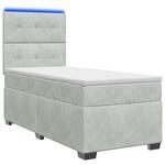 VIDAXL boxspring postelja z vzmetnico, žamet, svetlo siva, 90×190 cm