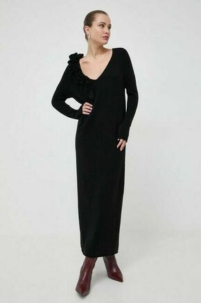 Volnena obleka Liviana Conti črna barva - črna. Obleka iz kolekcije Liviana Conti. Model izdelan iz enobarvne pletenine. Visoka vsebnost volne zagotavlja zaščito pred mrazom