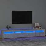vidaXL TV omarica z LED lučkami betonsko siva 240x35x40 cm