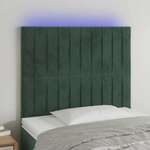 Greatstore LED posteljno vzglavje temno zeleno 100x5x118/128 cm žamet
