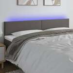 Greatstore LED posteljno vzglavje sivo 160x5x78/88 cm umetno usnje