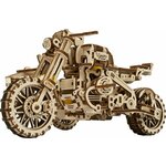 UGEARS 3D lesena mehanska sestavljanka UGR-10 Motorno kolo (scrambler) z vozičkom