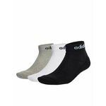 Unisex nizke nogavice adidas Linear Ankle Socks Cushioned Socks 3 Pairs IC1304 medium grey heather/white/black