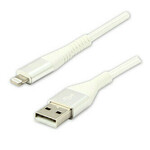 Logo Kabel USB (2.0), USB A moški - Apple Lightning moški, 2 m, certifikat MFi, 5 V/2,4 A, bel, škatla, najlonski oplet, aluminij