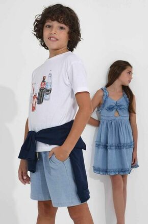 Otroške kratke hlače iz jeansa Mayoral - modra. Otroški kratke hlače iz kolekcije Mayoral. Model izdelan iz pletenega denima.