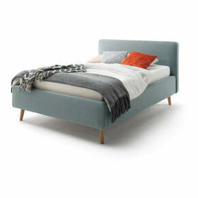 Modro-siva zakonska postelja z letvenim dnom in prostorom za shranjevanje Meise Möbel Mattis