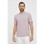 Kratka majica BOSS moška, vijolična barva - vijolična. Kratka majica iz kolekcije BOSS, izdelana iz enobarvne pletenine. Model iz izjemno udobne tkanine z visoko vsebnostjo bombaža.