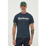Bombažna kratka majica Barbour mornarsko modra barva - mornarsko modra. Kratka majica iz kolekcije Barbour, izdelana iz pletenine s potiskom. Model iz izjemno udobne bombažne tkanine.