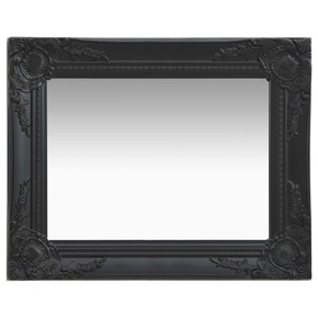 VidaXL Stensko ogledalo v baročnem stilu 50x40 cm črno