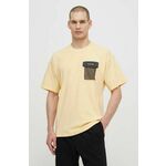 Bombažna kratka majica Columbia Painted Peak moška, rumena barva, 2074481 - rumena. Kratka majica iz kolekcije Columbia, izdelana iz tanke, elastične pletenine. Model iz izjemno udobne bombažne tkanine.