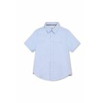 Otroška bombažna srajca BOSS - modra. Otroški srajca iz kolekcije BOSS. Model izdelan iz enobarvne tkanine.